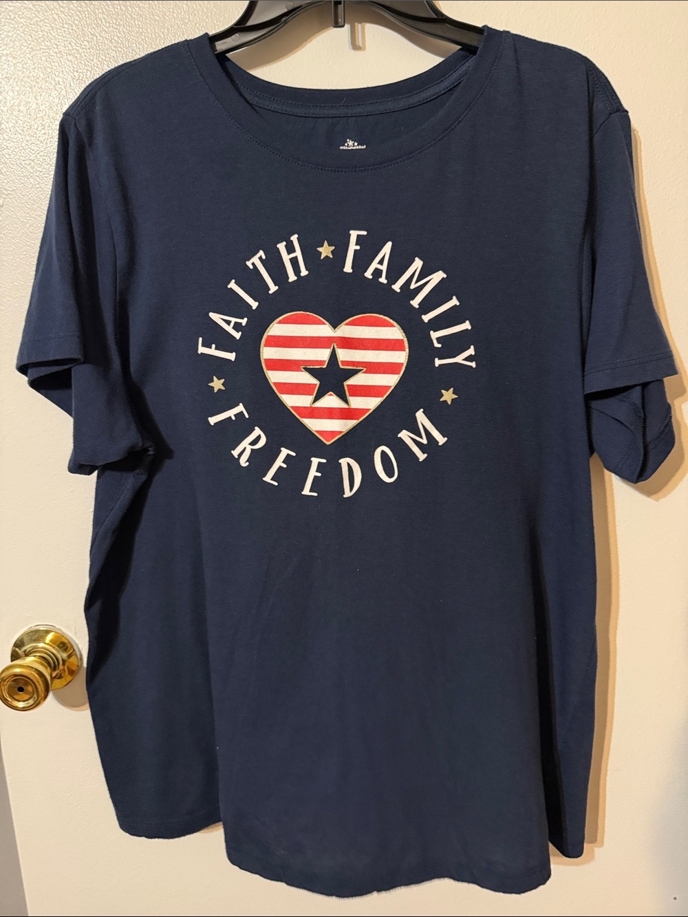 Kids Navy Faith Family Freedom Short Sleeve Graphic Tee